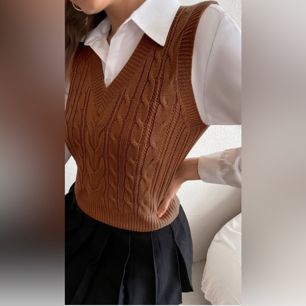 SHEIN Copper Knit Sweater Vest